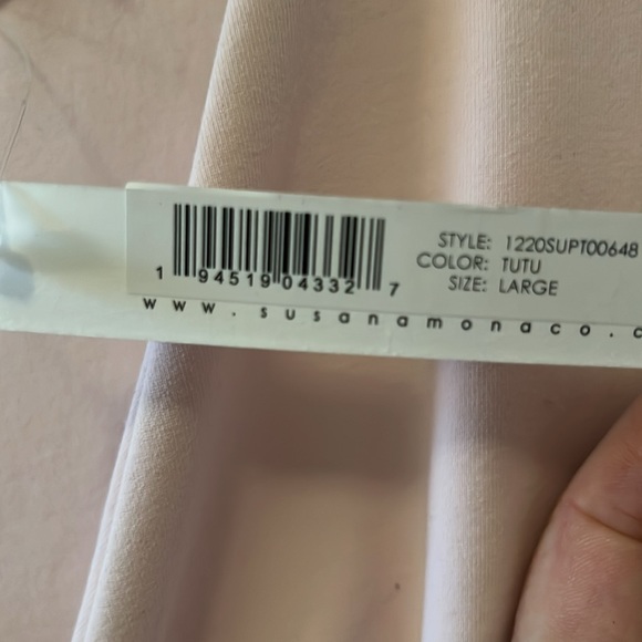 Susana Monaco Deep V Flare Top in Pink (or tutu colour. Size Large. NWTs. - Picture 4 of 7